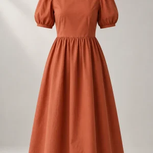 Gathered Poplin Dress